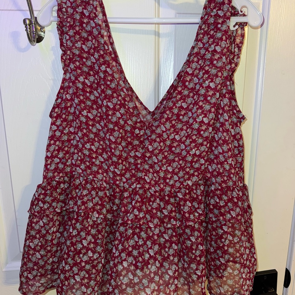 Floral Red Sleeveless Top